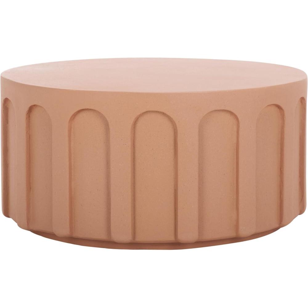 image:imageSAFAVIEH Home Collection Nikolaus Terracotta Round Coffee Table Fully AssembledTerracotta