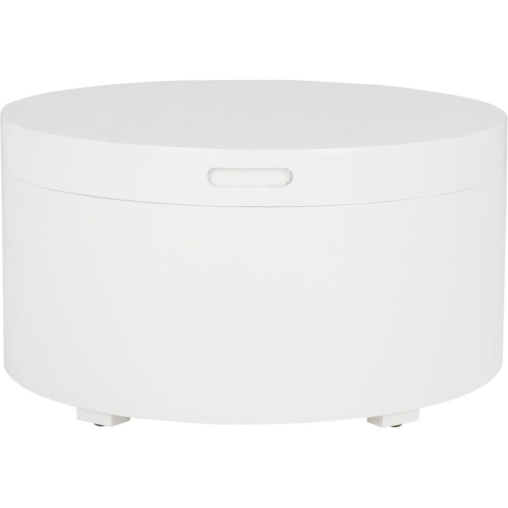 image:imageSAFAVIEH Home Collection Rafaela White Round Tray Top Storage Coffee Table Fully Assembled