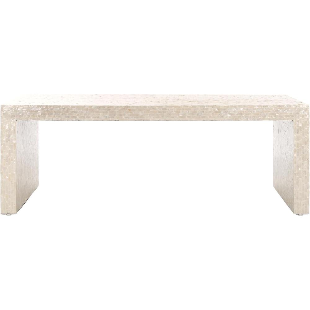 image:imageSAFAVIEH Home Collection Scarlett Natural Capiz Shell Rectangle Coffee Table Fully AssembledNatural