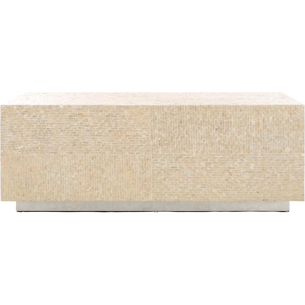 image:imageSAFAVIEH Home Collection Scarlett NaturalSilver Capiz Shell Rectangle Prism Coffee Table Fully AssembledNaturalSilver