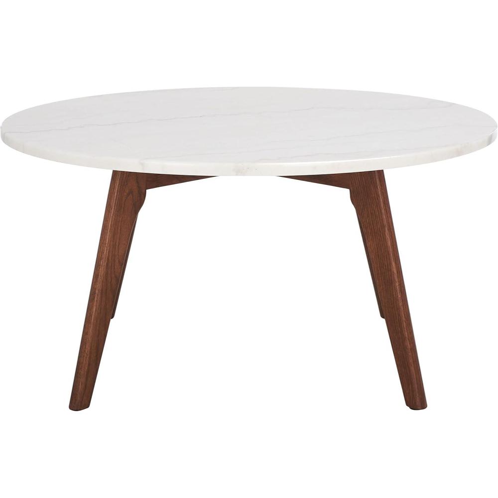 image:imageSAFAVIEH Home Collection Syrio MarbleWalnut Brown Round Coffee Table