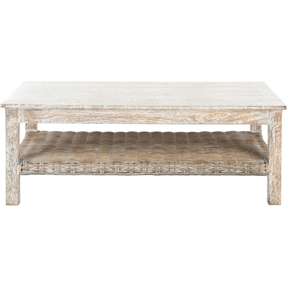 image:imageSafavieh FOX6535A Home Collection Minerva Rattan Coffee Table White Wash
