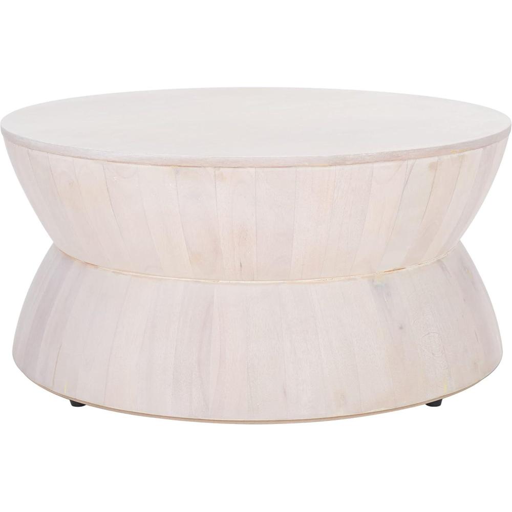 image:imageSafavieh Home Collection Alecto Brown Round Coffee Table Fully Assembled COF6601AWhite Wash