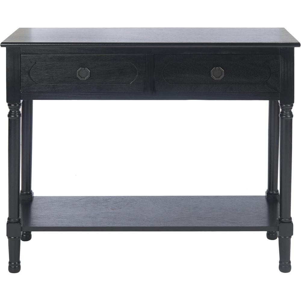 image:imageSafavieh Home Collection Allura Brown 2Drawer Bottom Shelf Console TableBlack