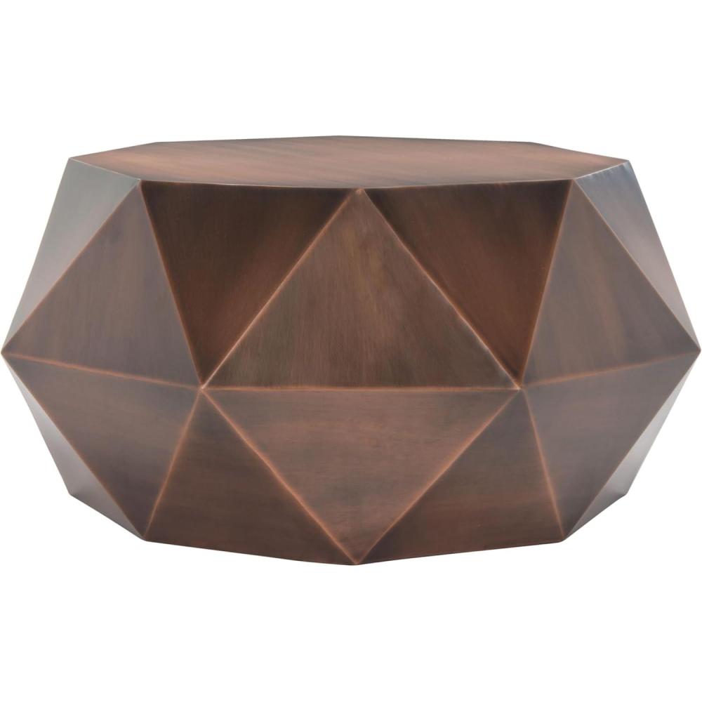 image:imageSafavieh Home Collection Astrid Geometric Brushed Brass Faceted Coffee TableCopper