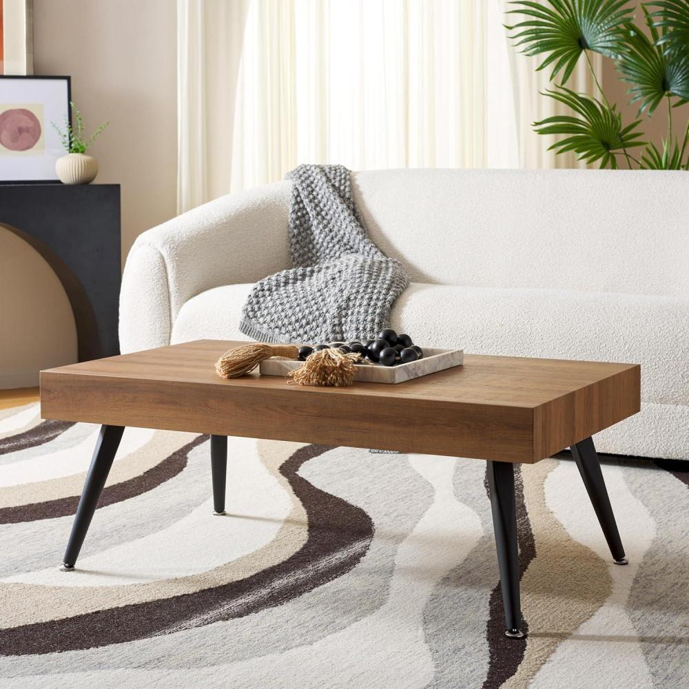image:imageSafavieh Home Collection Cedric Light Grey and Black Rectangular Midcentury Modern Coffee TableBrownBlack