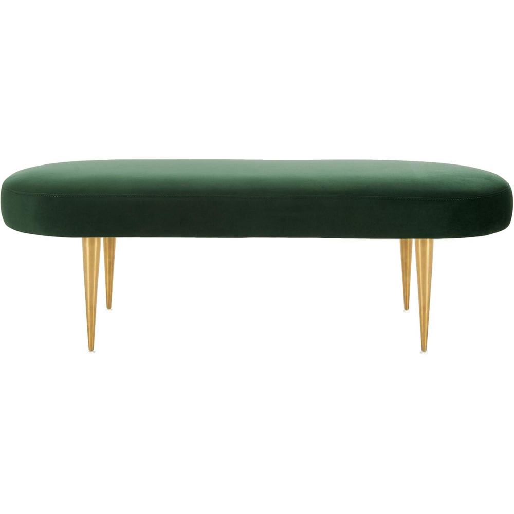 image:imageSafavieh Home Collection Corinne Emerald and Gold Velvet Oval BenchEmerald  Gold