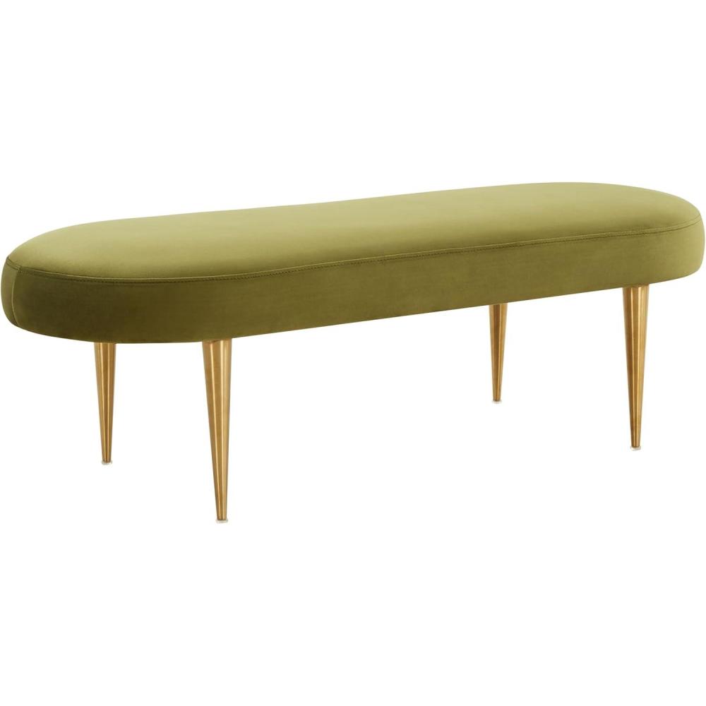 image:imageSafavieh Home Collection Corinne Emerald and Gold Velvet Oval BenchOlive