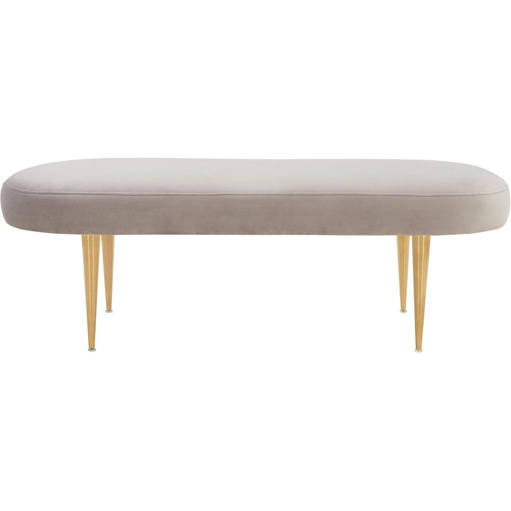 image:imageSafavieh Home Collection Corinne Emerald and Gold Velvet Oval BenchPale Taupe  Gold