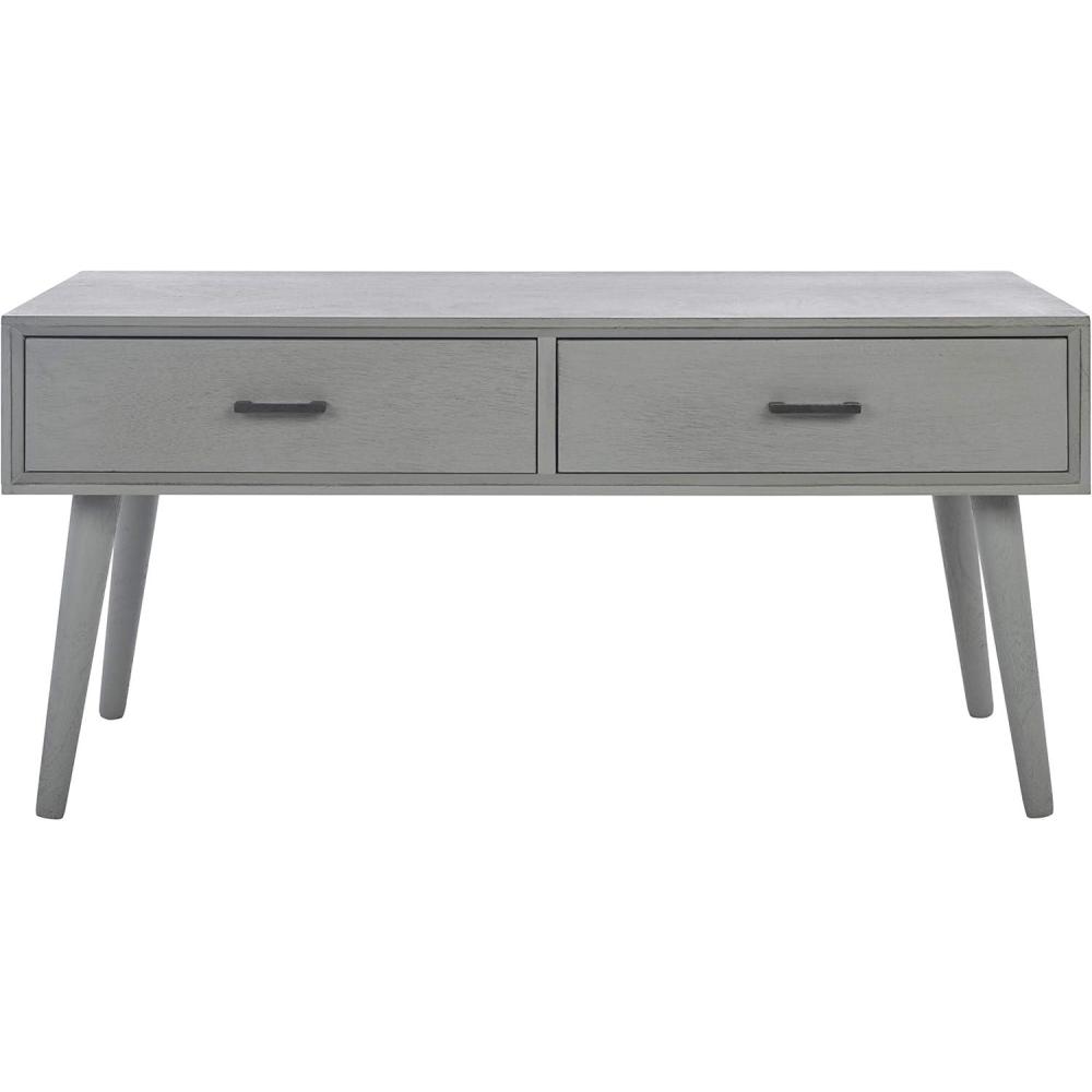 image:imageSafavieh Home Collection Mozart MidCentury Distressed Grey 2Drawer Rectangle Coffee TableDistressed Grey
