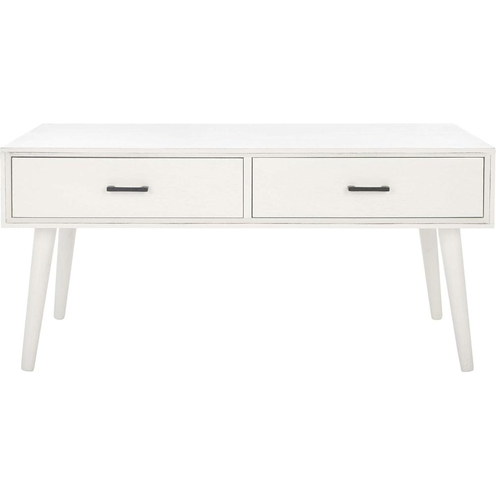 image:imageSafavieh Home Collection Mozart MidCentury Distressed Grey 2Drawer Rectangle Coffee TableDistressed White