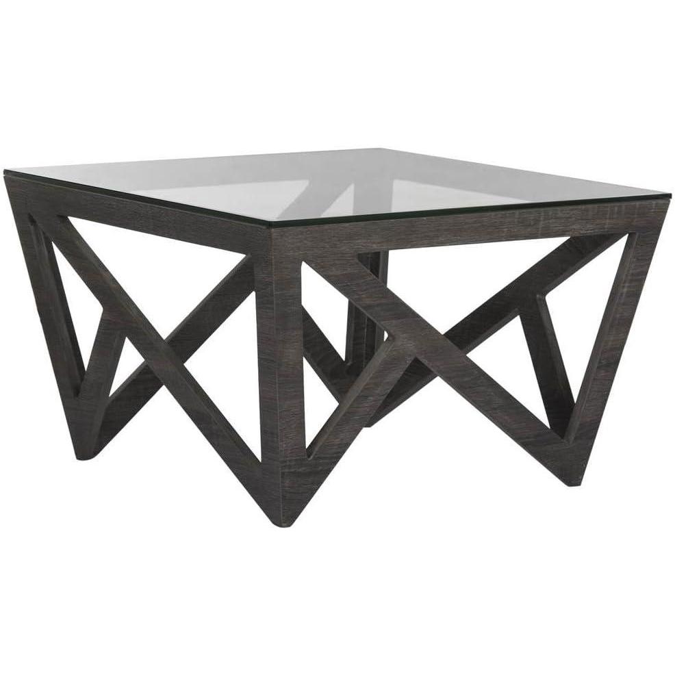 image:imageSafavieh Home Collection Radley Dark Grey Geometric Glass Top Square Coffee Table