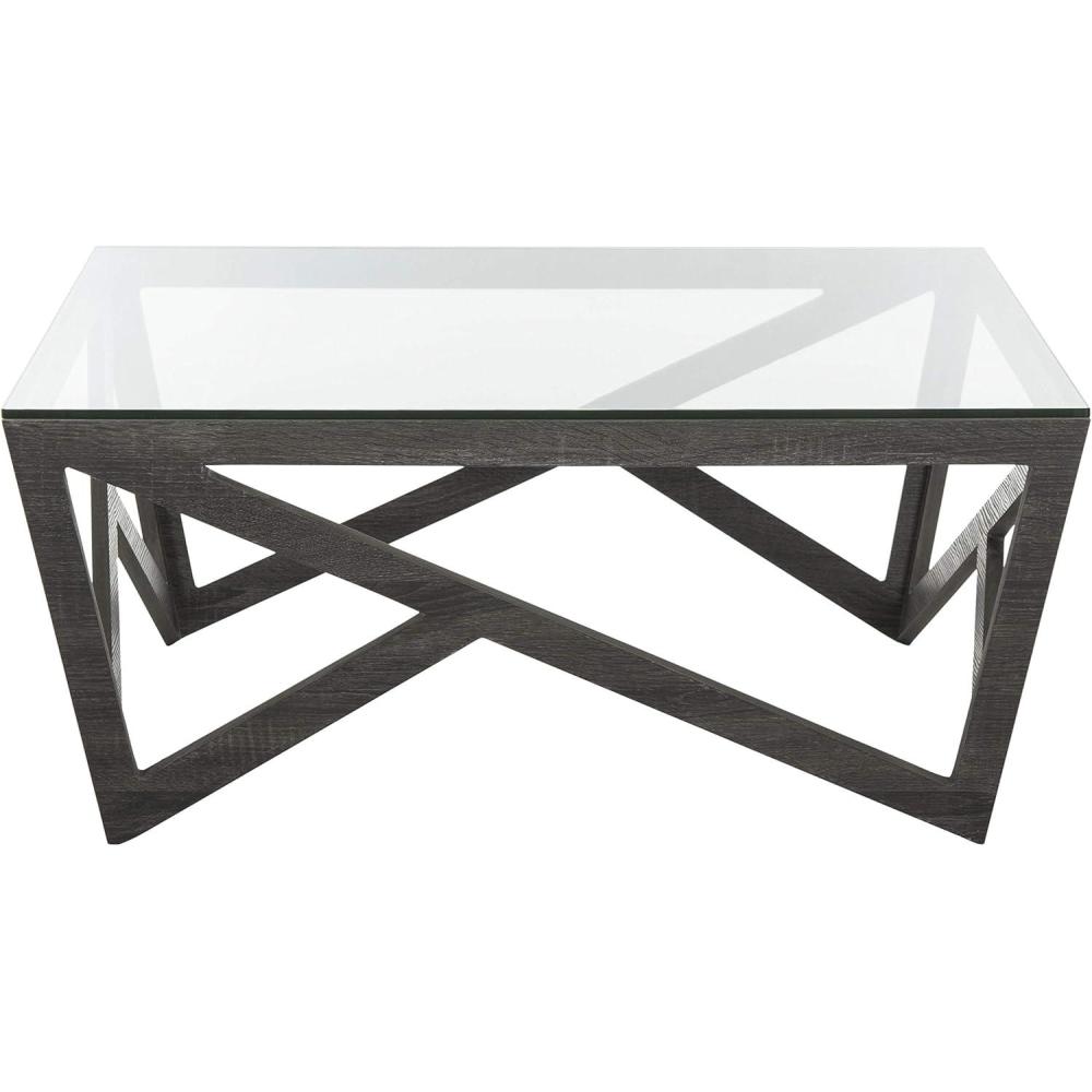 image:imageSafavieh Home Collection Ralston MidCentury Glass Top Grey Coffee Table