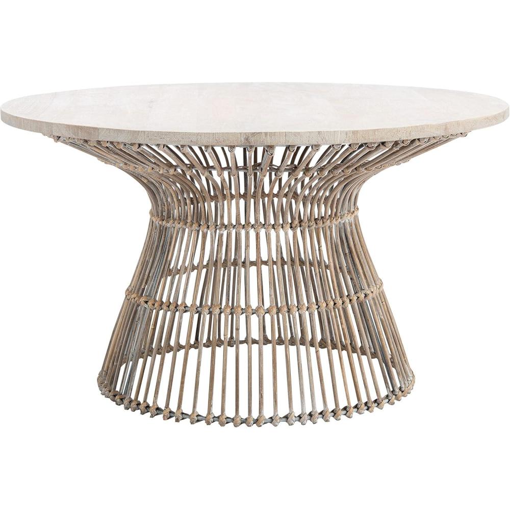 image:imageSafavieh Home Collection Whent Coastal Grey White Wash and Black Round Coffee TableWhite Washed Black