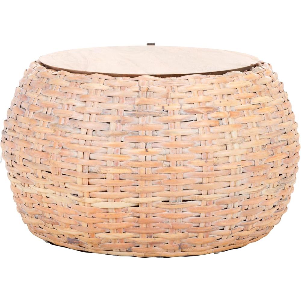 image:imageSafavieh Home Klarysa Natural White Wash Wood and Rattan Storage Coffee Table