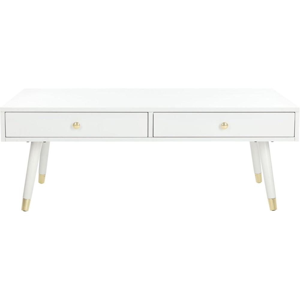 image:imageSafavieh Home Levinson MidCentury Modern Brown and Gold Cap 2drawer Coffee TableWhite Gold