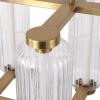 SAFAVIEH Couture – Cyndy Rectangular Chandelier Light Fixture – Gold & Clear – Dimmable LED Linear Chandelier with Glass Panels and Adjustable Height for Dining Room, Kitchen Island (CTL1119A)(Gold/Clear)