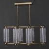 SAFAVIEH Couture – Cyndy Rectangular Chandelier Light Fixture – Gold & Clear – Dimmable LED Linear Chandelier with Glass Panels and Adjustable Height for Dining Room, Kitchen Island (CTL1119A)(Gold/Clear)