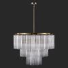 SAFAVIEH Couture – Kelcie 13-Light Tiered Chandelier – Clear & Gold – Dimmable LED Chandelier with Glass Panels and Adjustable Height for Dining Room, Foyer (CTL1121A)(Clear/Gold)