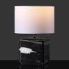 SAFAVIEH Couture Lighting Collection Zahra White Marble 15-inch Dimmable Table Lamp for Bedroom Living Room Home Office Desk Nightstand (LED Bulb Included)(Black / White)