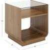 SAFAVIEH Furniture – Acres Accent Table – Dark Oak Wood & Glass Top – 2 Shelves – Ideal for Living Room, Bedroom, 20″ W x 18″ D x 23″ H (ACC2329B)(Dark Oak/Glass)