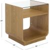 SAFAVIEH Furniture – Acres Accent Table – Dark Oak Wood & Glass Top – 2 Shelves – Ideal for Living Room, Bedroom, 20″ W x 18″ D x 23″ H (ACC2329B)(Natural/Glass)
