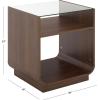 SAFAVIEH Furniture – Acres Accent Table – Dark Oak Wood & Glass Top – 2 Shelves – Ideal for Living Room, Bedroom, 20″ W x 18″ D x 23″ H (ACC2329B)(Walnut/Glass)