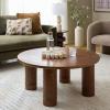 SAFAVIEH Furniture – Canino Round Coffee Table – Black – Modern Living Room Table with Sculptural Legs for Living Room, Family Room, 39.4″ W x 39.4″ D x 17″ H (COF2306B)(Walnut)