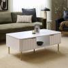 SAFAVIEH Furniture – Hilsa Coffee Table – White & Gold Storage Coffee Table with Cabinets and Shelf, Modern Living Room Table, 43.3″ W x 23.6″ D x 16.5″ H (COF3101A)(White/Gold)