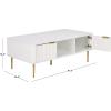 SAFAVIEH Furniture – Hilsa Coffee Table – White & Gold Storage Coffee Table with Cabinets and Shelf, Modern Living Room Table, 43.3″ W x 23.6″ D x 16.5″ H (COF3101A)(White/Gold)