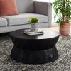SAFAVIEH Furniture – Lailah Round Coffee Table – Mid-Century Design – Brown Sculptural Drum – Fully Assembled – Ideal for Living Room, Family Room, 30″ W x 30″ D x 14″ H (ALV1000A)(Black)