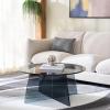 SAFAVIEH Furniture – Latika Round Coffee Table – Grey Tinted Tempered Glass – Fully Assembled Modern Minimalist Living Room Accent Table, 31.5″ W x 31.5″ D x 15″ H (COF7306A)(Grey/Tint)