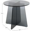 SAFAVIEH Furniture – Latika Tinted Accent Table – Grey Tinted Glass – Fully Assembled – Ideal for Living Room, Bedroom, 19.7″ W x 19.7″ D x 17.7″ H (ACC7301A)(Grey/Tint)