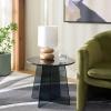 SAFAVIEH Furniture – Latika Tinted Accent Table – Grey Tinted Glass – Fully Assembled – Ideal for Living Room, Bedroom, 19.7″ W x 19.7″ D x 17.7″ H (ACC7301A)(Grey/Tint)