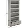 SAFAVIEH Furniture – Shafa 5-Tier Bookcase with Drawer – Light Grey Wood Storage Bookshelf for Living Room, Home Office (ETG3101A)(Light Grey)
