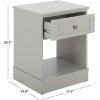 SAFAVIEH Furniture – Shafa Side Table – Light Grey Solid Wood & Brass – 1-Drawer Nightstand Accent – Ideal for Living Room, Bedroom, 17.7″ W x 15″ D x 23.7″ H (ACC3100A)(Light Grey/Brass)