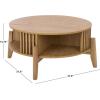 SAFAVIEH Furniture – Tomori Round Coffee Table – Oak Storage Coffee Table with Shelf, Modern Living Room Table, 37″ W x 37″ D x 15.75″ H (COF3600A)(Oak)