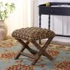 SAFAVIEH Furniture – Trishan Woven Accent Stool – Brown Mahogany Solid Wood Frame- X-Base Design – Fully Assembled – Ideal for Living Room, Bedroom, 18.5″ W x 20.5″ D x 19.3″ H (SEA7045B)(Brown)