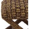 SAFAVIEH Furniture – Trishan Woven Accent Stool – Brown Mahogany Solid Wood Frame- X-Base Design – Fully Assembled – Ideal for Living Room, Bedroom, 18.5″ W x 20.5″ D x 19.3″ H (SEA7045B)(Brown)