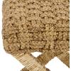 SAFAVIEH Furniture – Trishan Woven Accent Stool – Brown Mahogany Solid Wood Frame- X-Base Design – Fully Assembled – Ideal for Living Room, Bedroom, 18.5″ W x 20.5″ D x 19.3″ H (SEA7045B)(Natural)