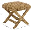 SAFAVIEH Furniture – Trishan Woven Accent Stool – Brown Mahogany Solid Wood Frame- X-Base Design – Fully Assembled – Ideal for Living Room, Bedroom, 18.5″ W x 20.5″ D x 19.3″ H (SEA7045B)(Natural)