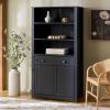 SAFAVIEH Furniture – Vero Bookshelf Bookcase with Pull-Out Desk – Black Wood Storage Cabinet for Living Room, Home Office (ETG3100B)(Black)