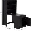 SAFAVIEH Furniture – Vero Bookshelf Bookcase with Pull-Out Desk – Black Wood Storage Cabinet for Living Room, Home Office (ETG3100B)(Black)
