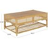 SAFAVIEH Furniture – Webster Rectangle Coffee Table – Natural Solid Wood with Rattan Shelf Storage, Boho Living Room Table, 43.3″ W x 25.6″ D x 17.7″ H (COF6518A)(Natural)