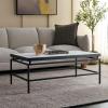 SAFAVIEH Home Collection – Acelin White Faux Marble Top & Black Metal Base Rectangular Coffee Table (COF7017A)(White Faux Marble/Black)