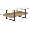 SAFAVIEH Home Collection – Auberon Glass Top Rectangular Coffee Table with Lower Wood Shelf, Modern Industrial Design (COF7015A)(Glass/Natural)
