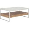 SAFAVIEH Home Collection – Aurelian White Faux Marble Rectangular Coffee Table with Lower Wood Shelf, Modern Design (COF7016A)(White Faux Marble/Natural)