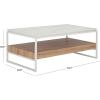 SAFAVIEH Home Collection – Aurelian White Faux Marble Rectangular Coffee Table with Lower Wood Shelf, Modern Design (COF7016A)(White Faux Marble/Natural)