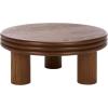 SAFAVIEH Home Collection – Averny Walnut Round Coffee Table, Modern Sculptural Pedestal Leg Living Room Accent (COF2318A)(Walnut)