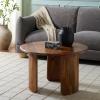 SAFAVIEH Home Collection – Bari Round Coffee Table, Dark Brown Solid Wood Rustic Design (COF3701A)(Dark Brown)